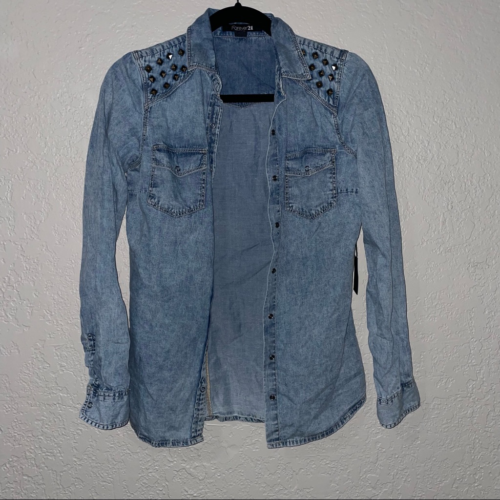 Denim Studded Button Down